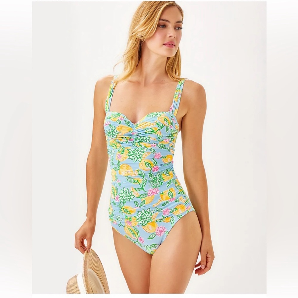 NWT Lilly Pulitzer SOLARIA ONE PIECE, BLUETTE MAKE LEMONADE
